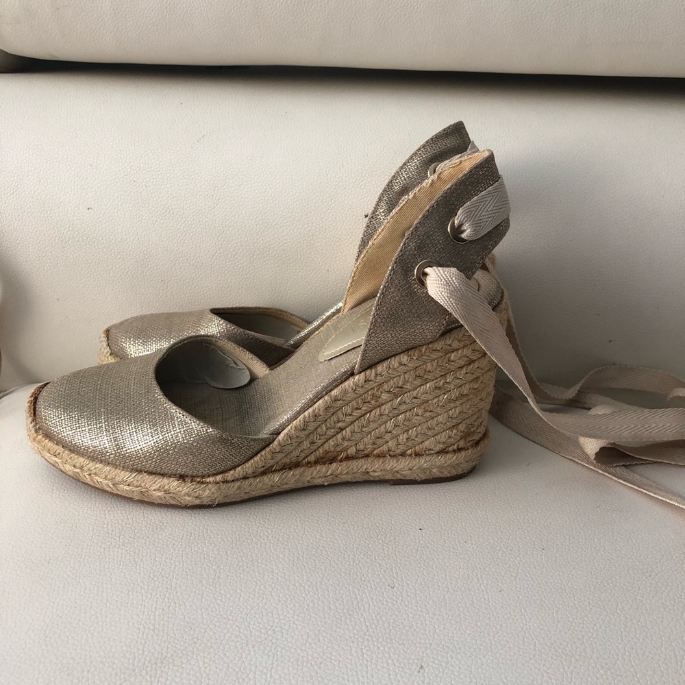 Nine West Metallic Espadrille Wedges